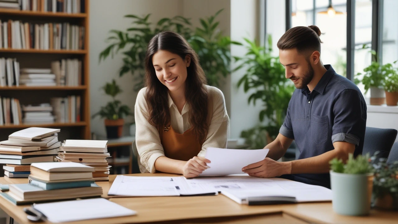 Small business owner reviewing grants