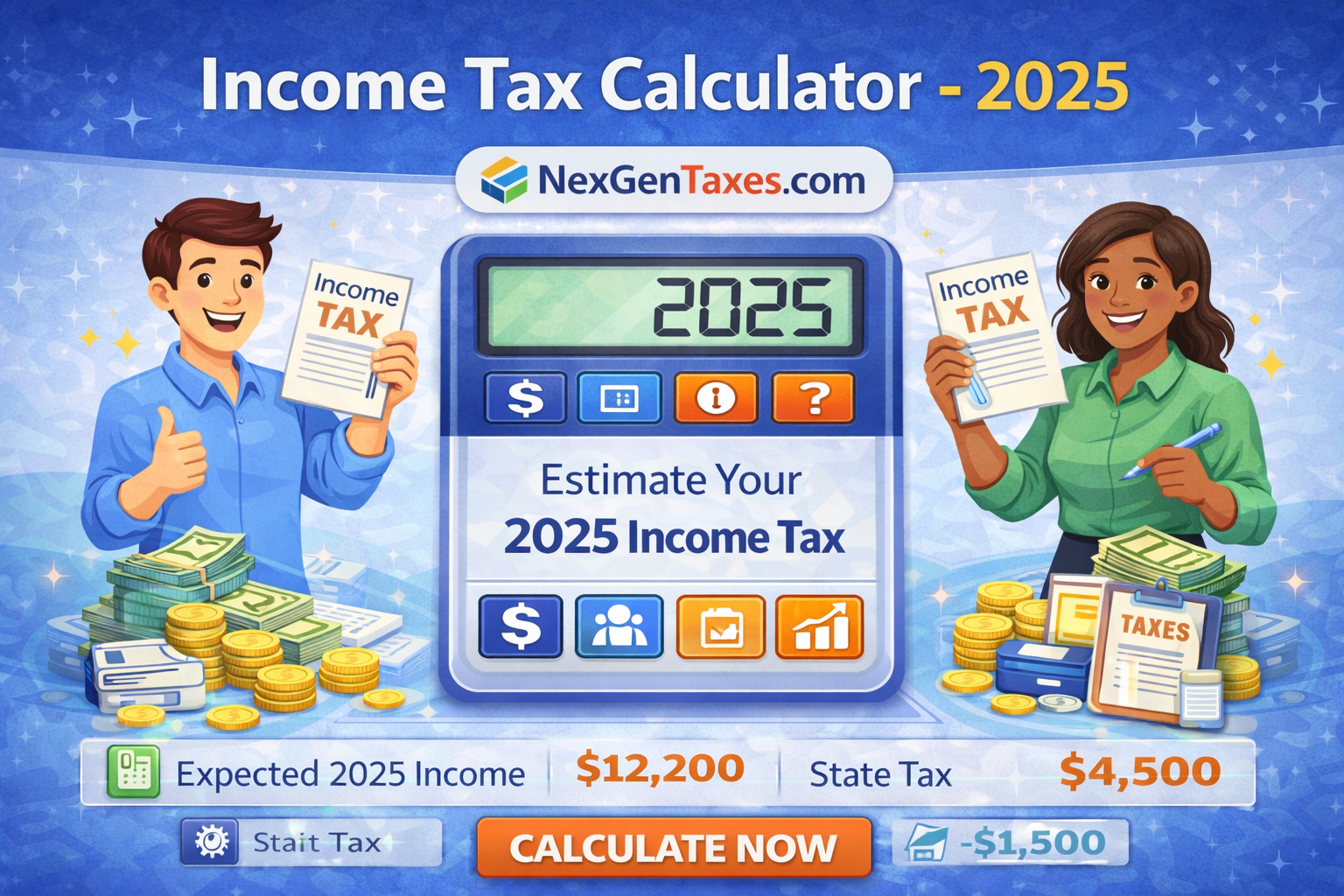 Individual Income Tax Calculator 2025 for federal and state estimates