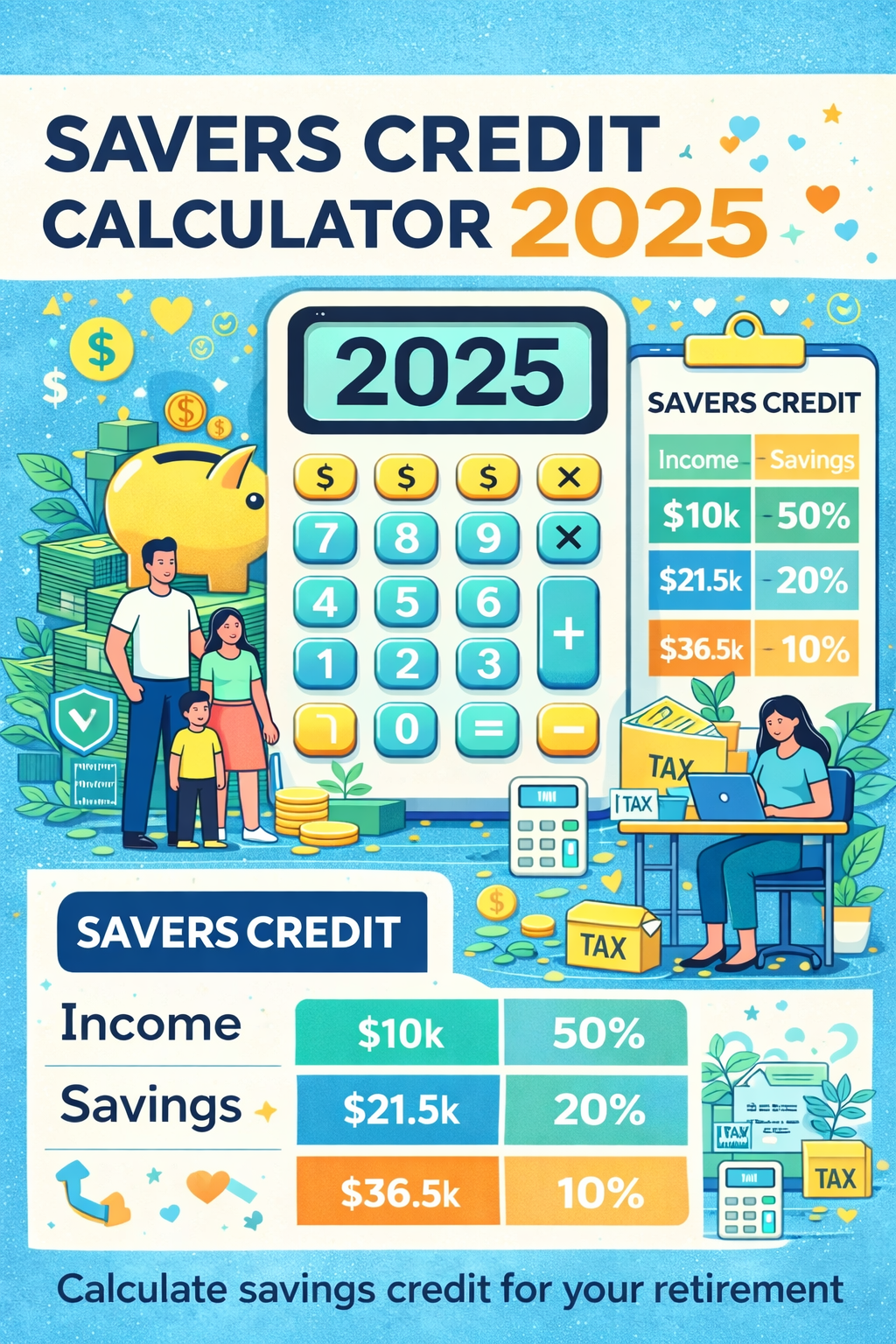 Saver’s Credit Calculator 2025 estimating retirement savings tax credit